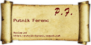 Putnik Ferenc névjegykártya